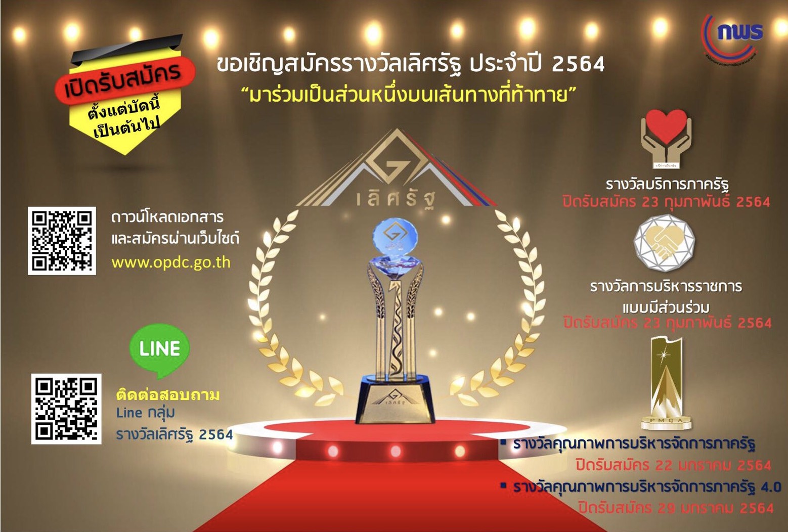 Info รบสมครรางวลเลศรฐ ป 64